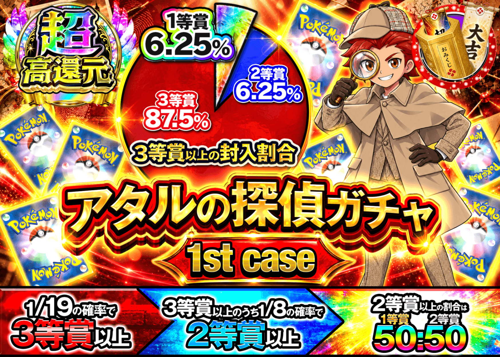 ポケカオリパ アタルの探偵ガチャ 1st グラフ | オンラインオリパ・ネットオリパのクローブオリパ(Cloveオリパ)