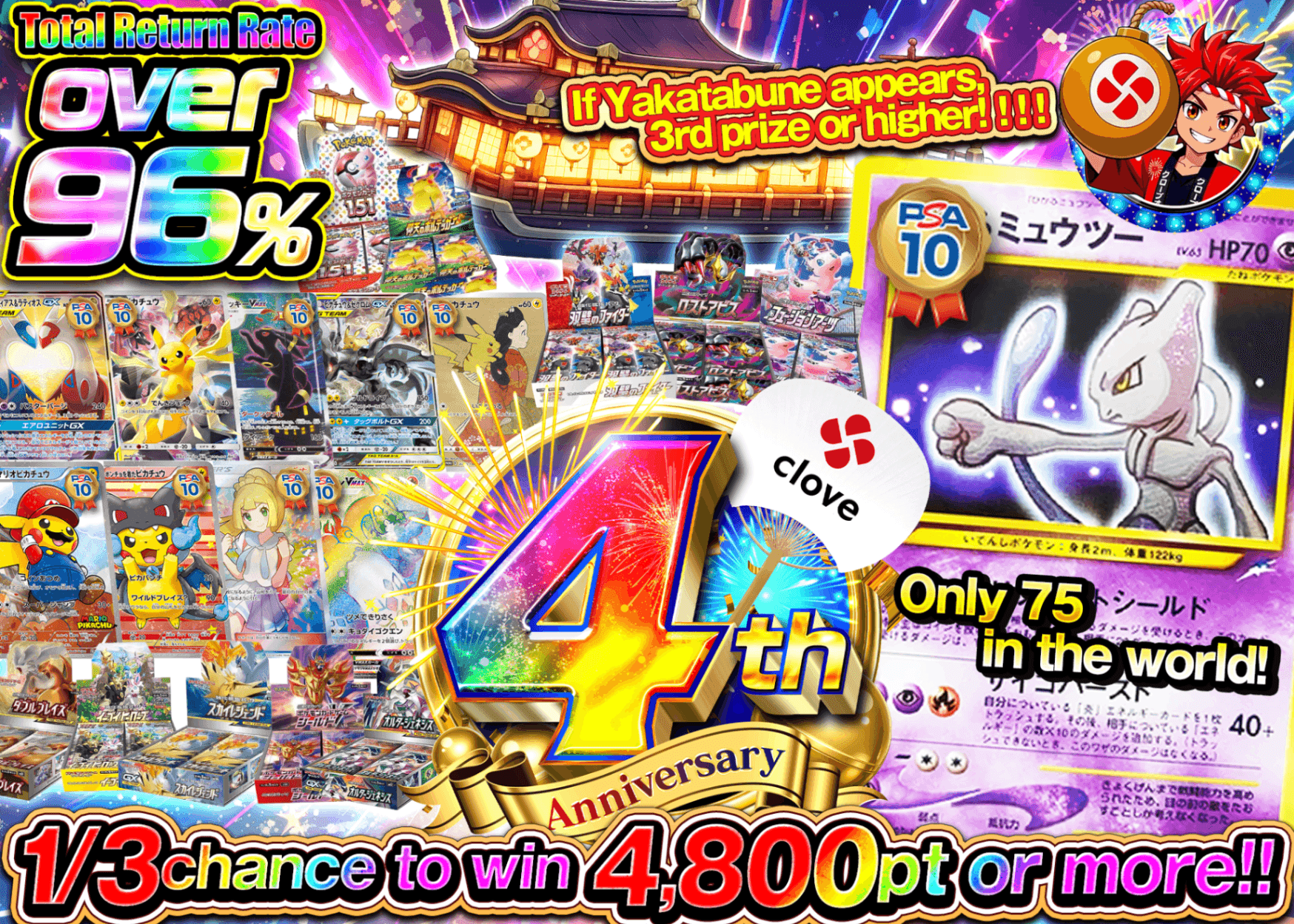 Pokémon Mystery Pack 4周年 ひかるミュウツー降臨 | Clove Mystery Packs