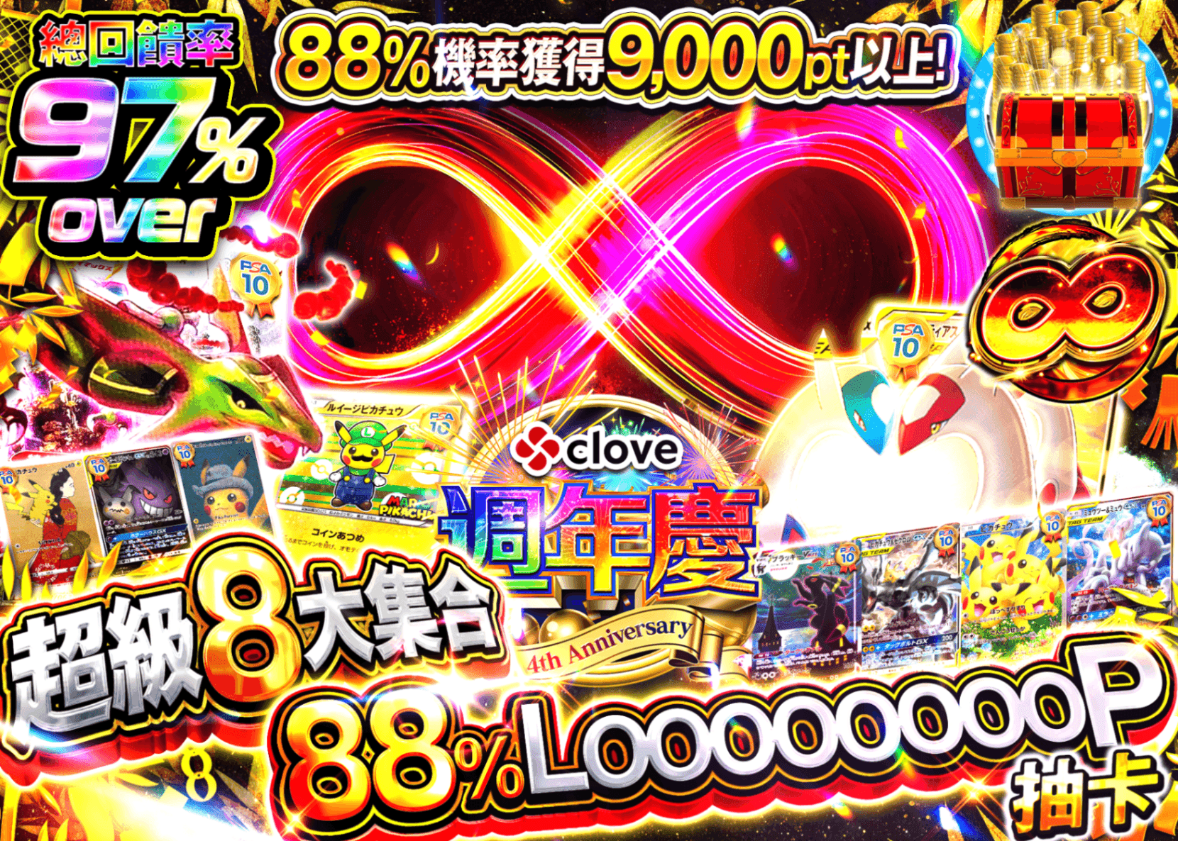 寶可夢卡牌盲盒 4周年記念 88ループ | 線上抽卡・線上盲盒的Clove