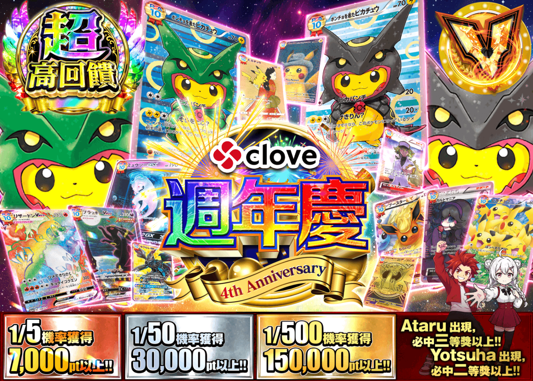 寶可夢卡牌盲盒 4周年 確率表記たくさん | 線上抽卡・線上盲盒的Clove