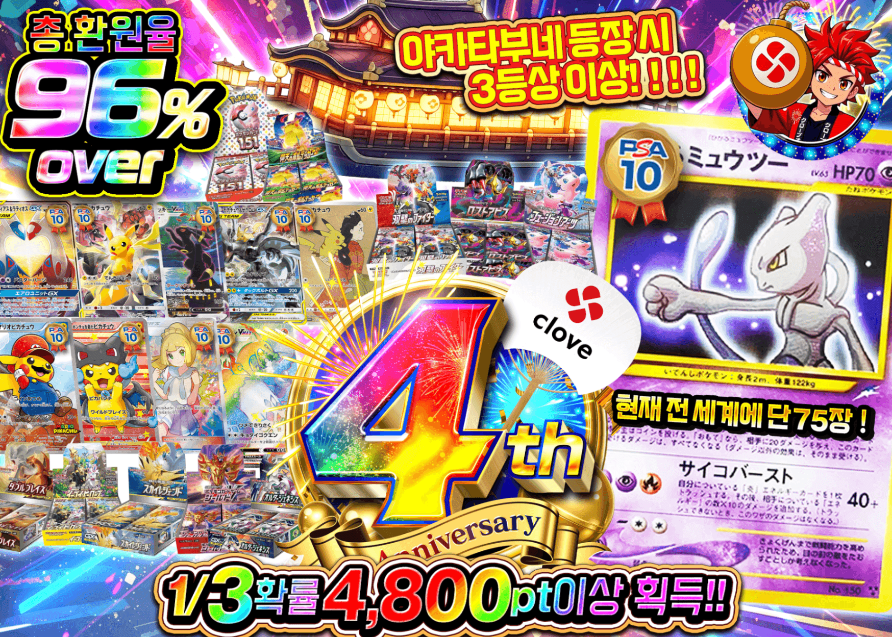 포켓몬 카드 오리파 4周年 ひかるミュウツー降臨 | Clove 오리파