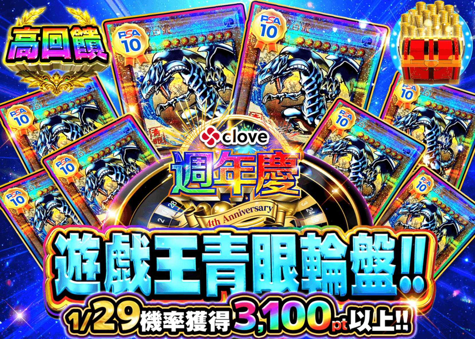 遊戲王卡牌盲盒 4周年【遊戯王青眼ルーレット!!】 | 線上抽卡・線上盲盒的Clove
