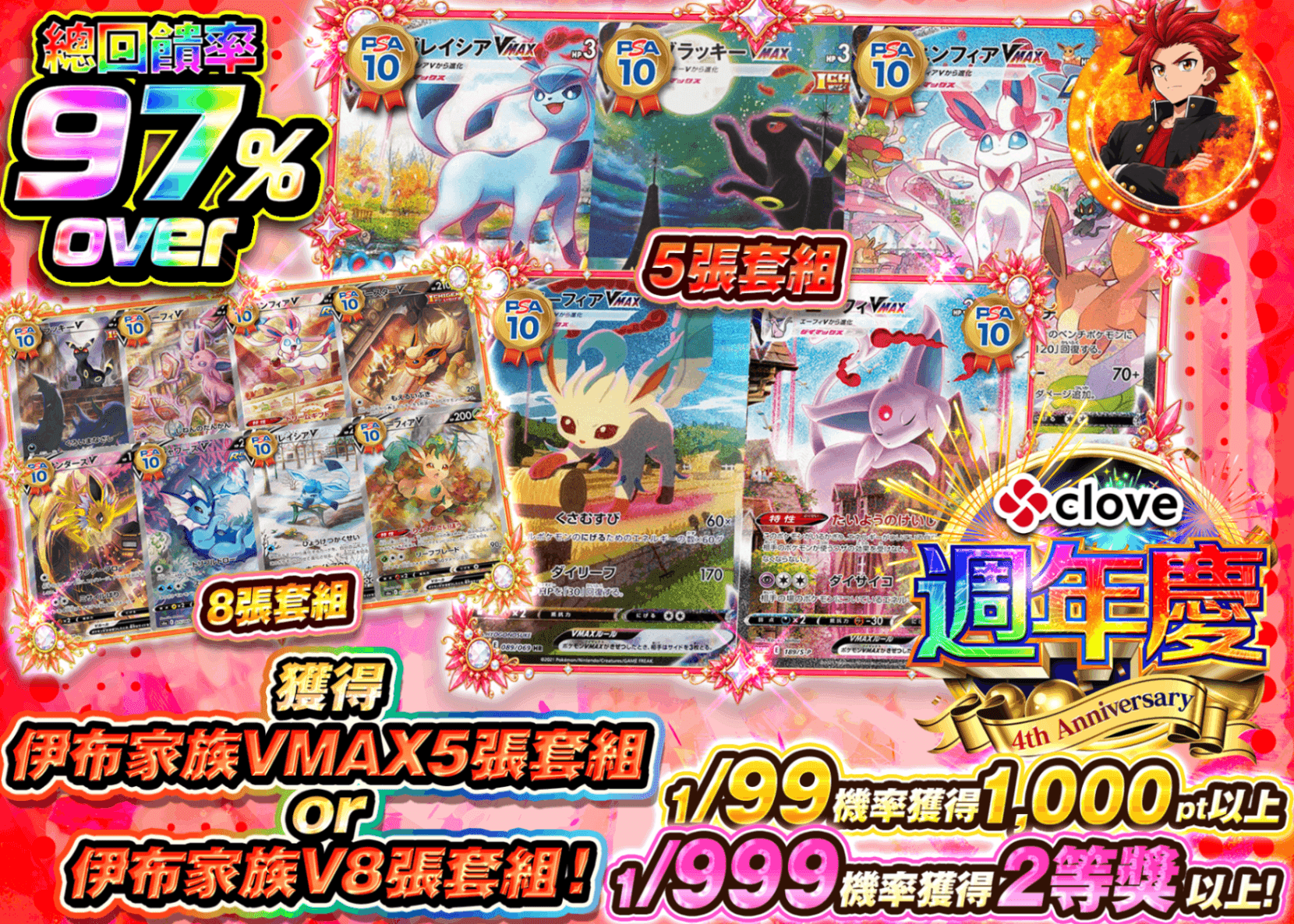 寶可夢卡牌抽卡 4周年 ブイズ | 線上抽卡就選Clove