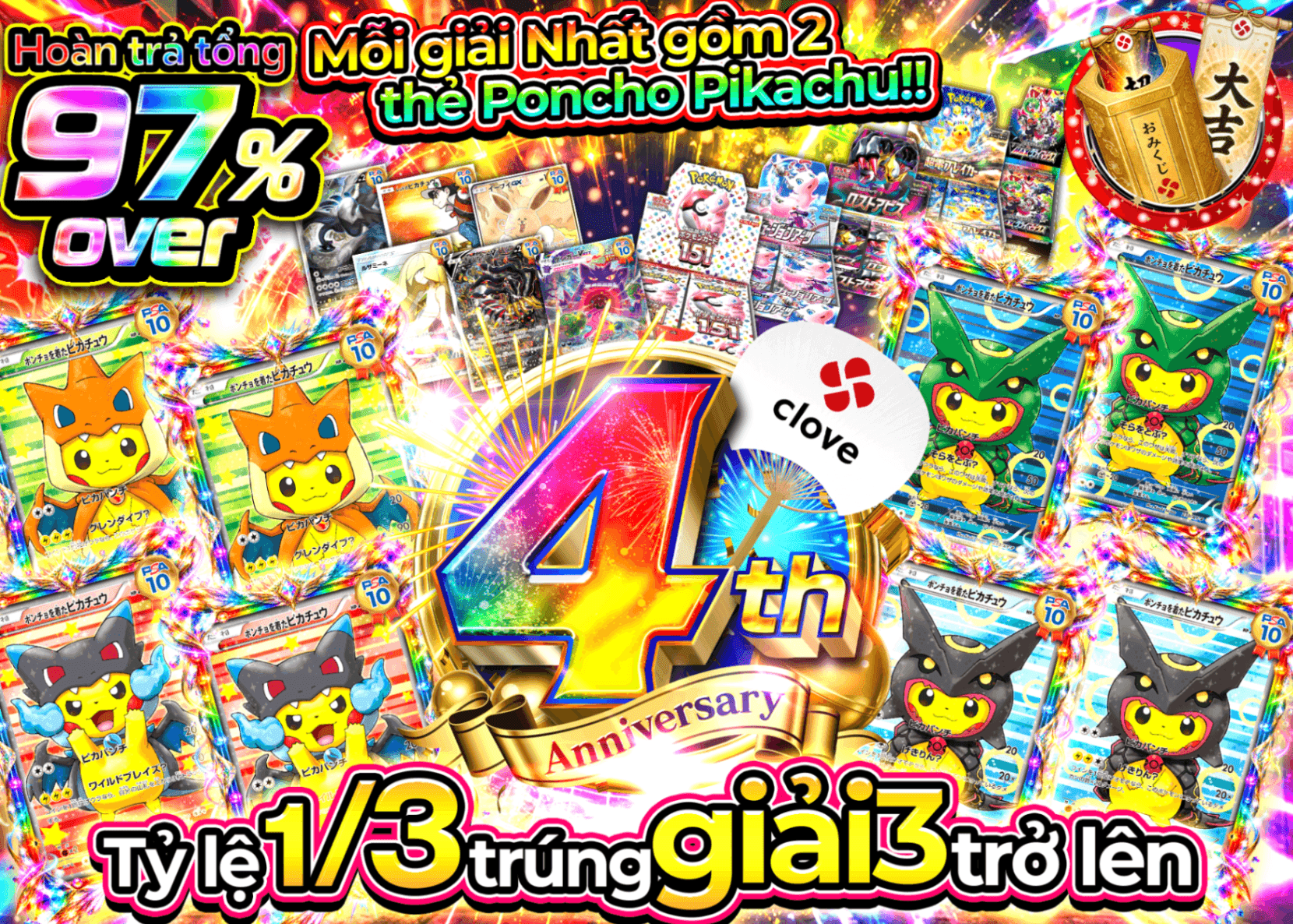 Mystery Pack Pokémon 4周年 ポンチョ2枚ずつ | Clove Mystery Pack - Mystery Pack trực tuyến (Clove Oripa)