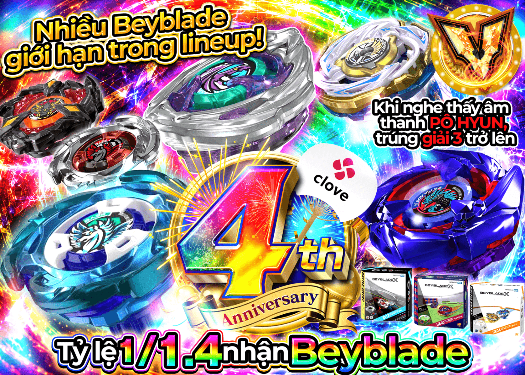 Mystery Pack hobby 4周年 ベイブレードXガチャ | Clove Mystery Pack - Mystery Pack trực tuyến (Clove Oripa)