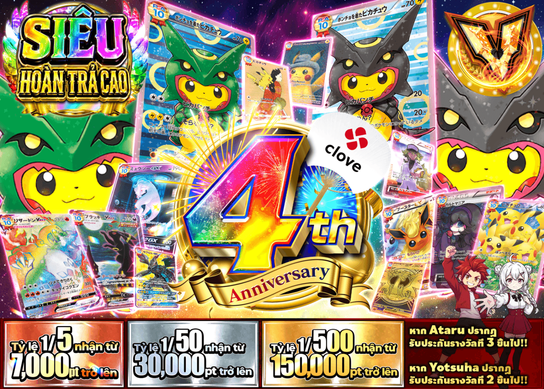 Mystery Pack Pokémon 4周年 確率表記たくさん | Clove Mystery Pack - Mystery Pack trực tuyến (Clove Oripa)