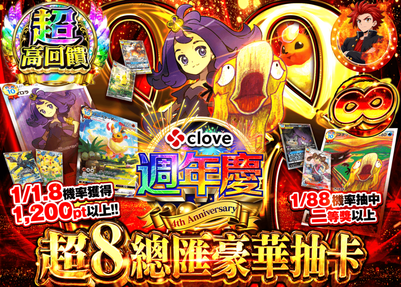 寶可夢卡牌盲盒 4周年 8の日 | 線上抽卡・線上盲盒的Clove