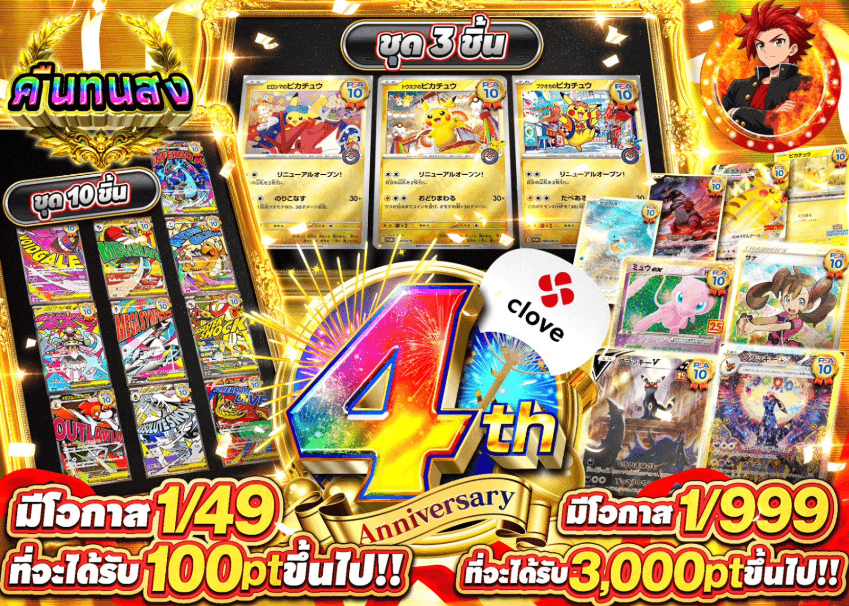 มิสเตอรี่แพ็ค Pokémon 4周年記念 セット品目登場ガチャ | Clove มิสเตอรี่แพ็ค