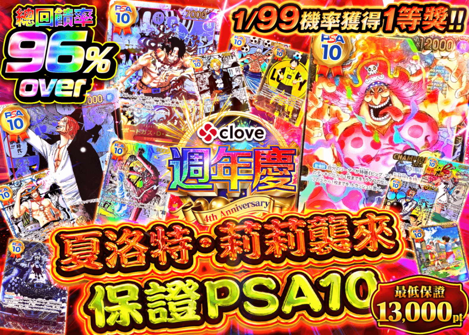 海賊王卡牌抽卡 4周年 シャーロットリンリン襲来 PSA10確定 | 線上抽卡就選Clove