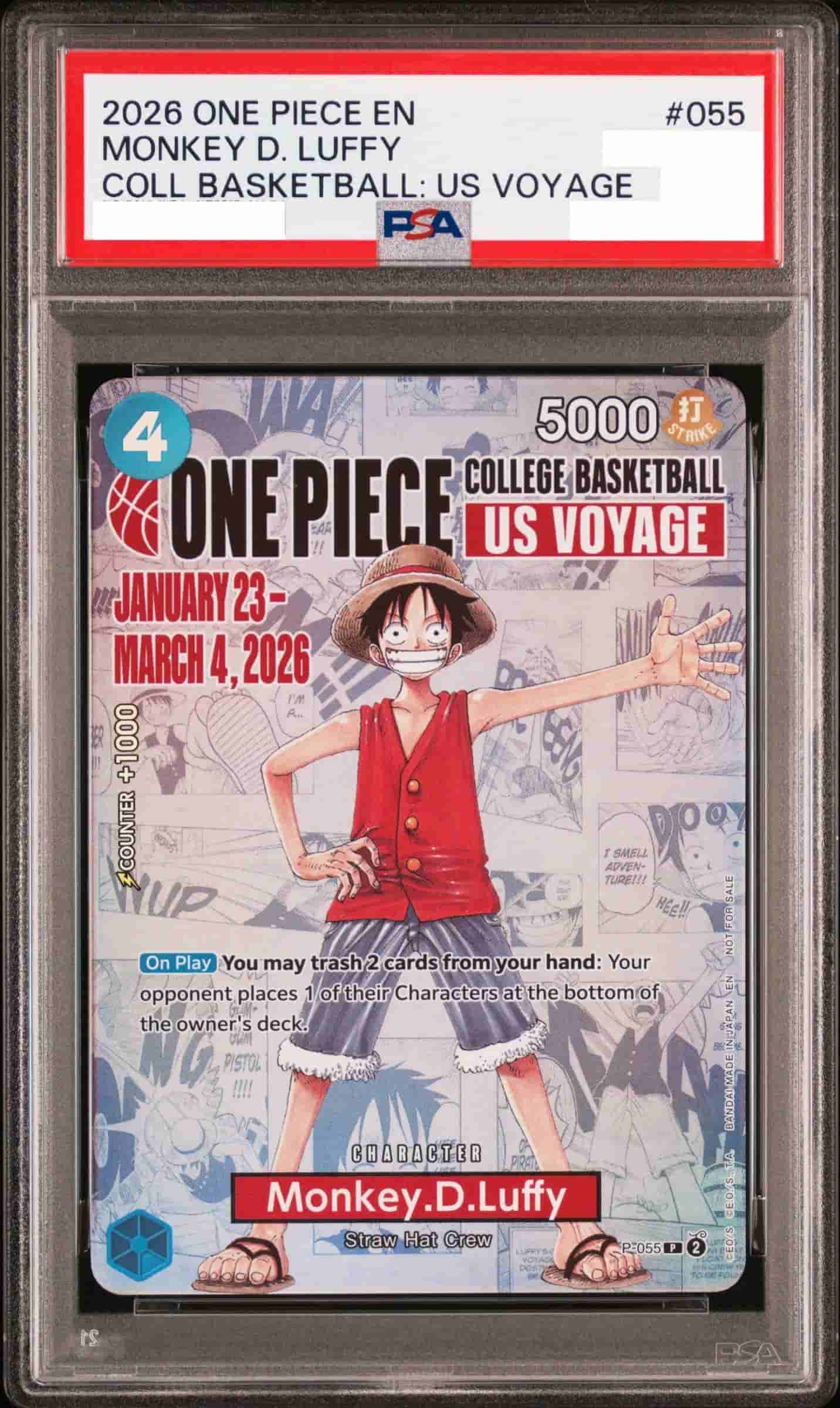 Prize image: PSA10 Monkey.D.Luffy (COLLEGE BASKETBALL US VOYAGE) - P (P-055)